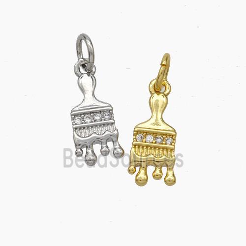 Paint Brush Charms Copper Pendant Pave Zirconia Mixed