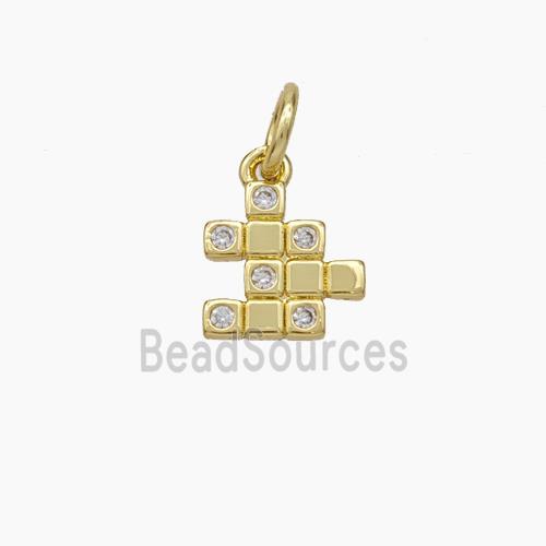 Magic Cube Charms Copper Pendant Pave Zirconia Gold Plated