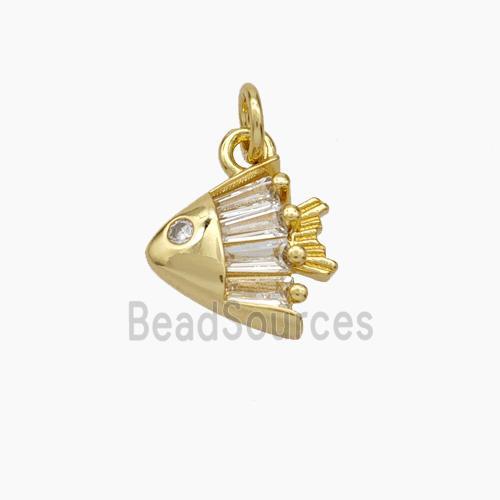 Copper Fish Pendant Pave Zirconia Gold Plated