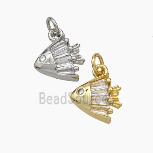 Copper Fish Pendant Pave Zirconia Mixed