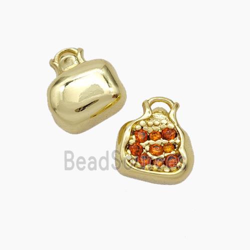 Pomegranate Charms Copper Pendant Micropave Zirconia Gold Plated