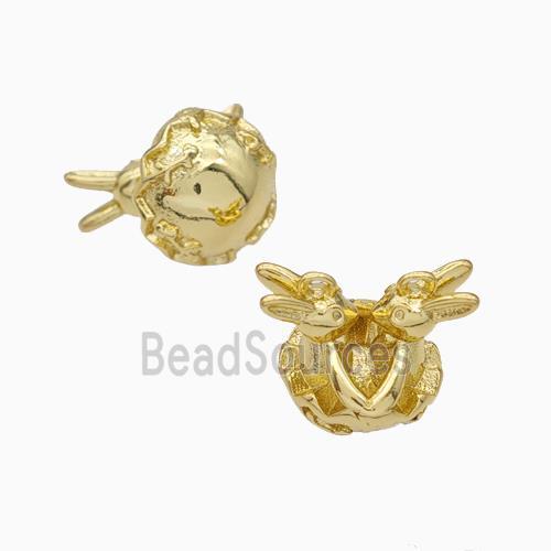 Double Rabbit Charms Copper Pendant Gold Plated