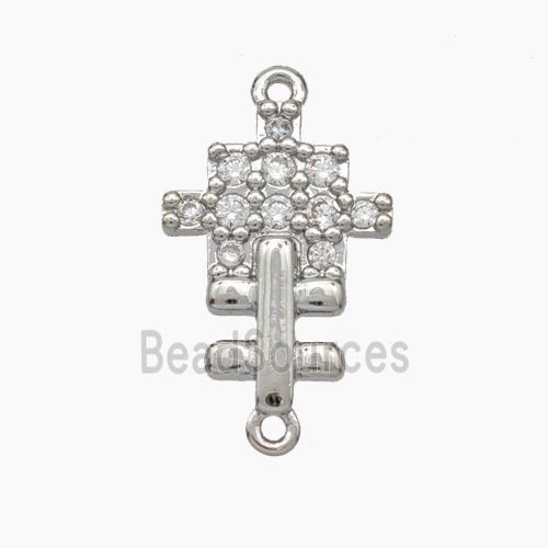 Puzzle Charms Copper Connector Pave Zirconia Platinum Plated