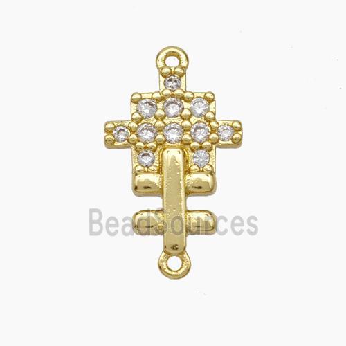 Puzzle Charms Copper Connector Pave Zirconia Gold Plated