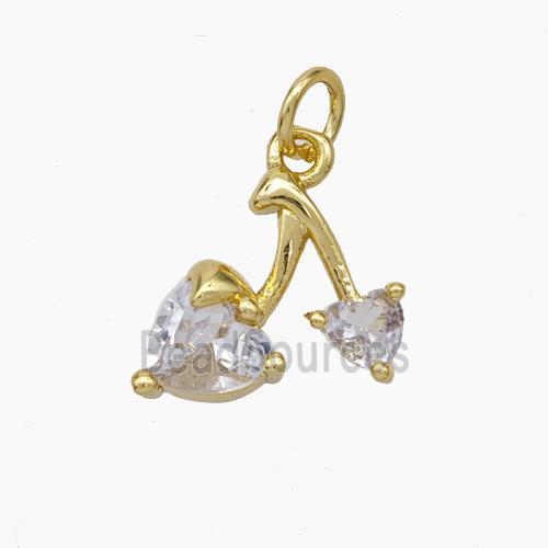 Copper Cherry Pendant Pave Zirconia Gold Plated