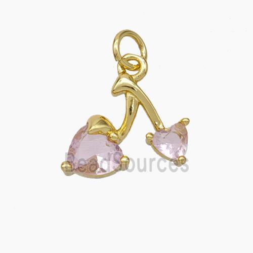 Copper Cherry Pendant Pave Zirconia Gold Plated