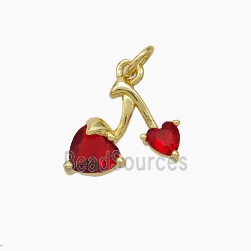 Copper Cherry Pendant Pave Zirconia Gold Plated