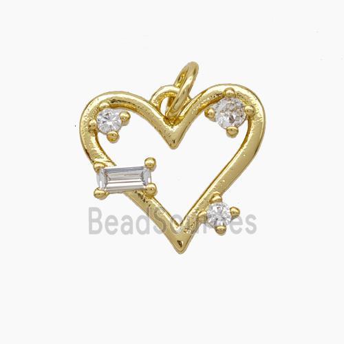 Copper Heart Pendant Pave Zirconia Gold Plated