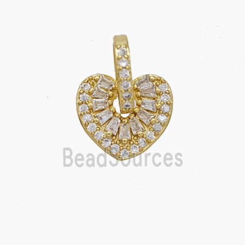 Copper Heart Pendant Micropave Zirconia Gold Plated