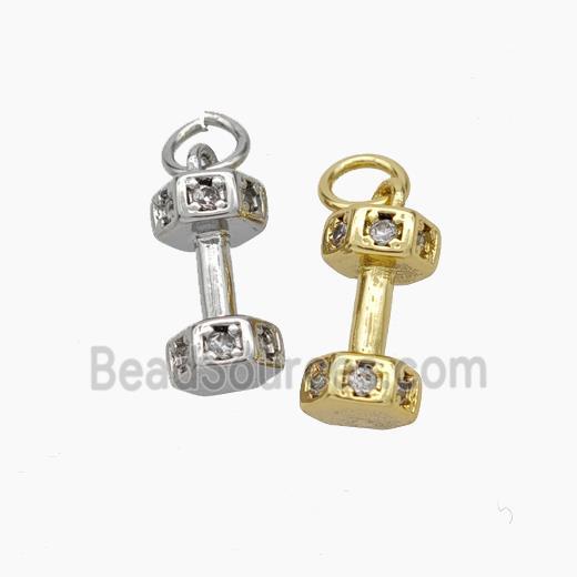 Dumbbell Charms Copper Pendant Pave Zirconia Sport Mixed
