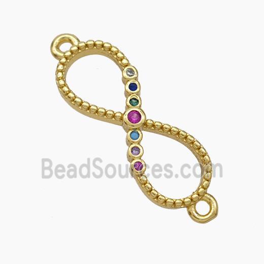 Copper Infinity Connector Micropave Zirconia Gold Plated