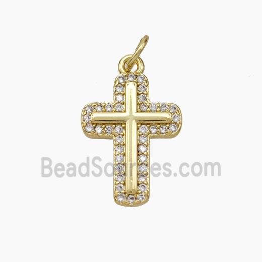 Copper Cross Pendant Micropave Zirconia Gold Plated