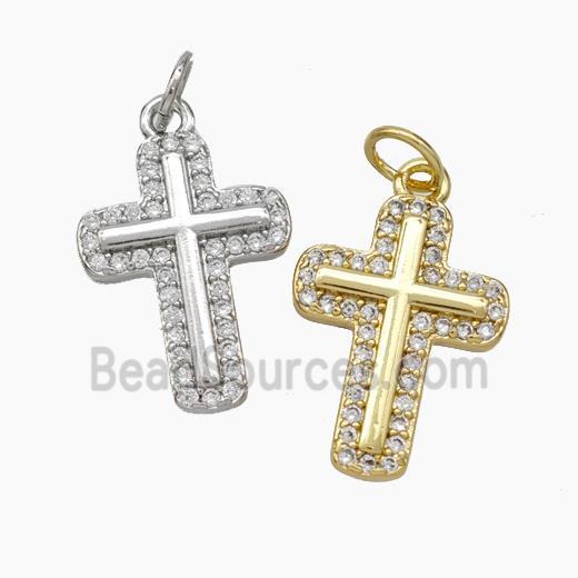 Copper Cross Pendant Micropave Zirconia Mixed