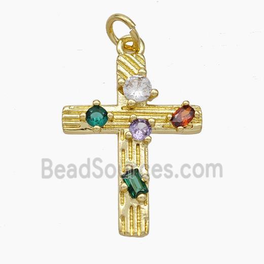 Copper Cross Pendant Pave Zirconia Gold Plated