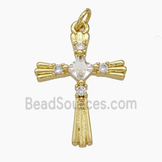 Copper Cross Pendant Pave Zirconia Gold Plated