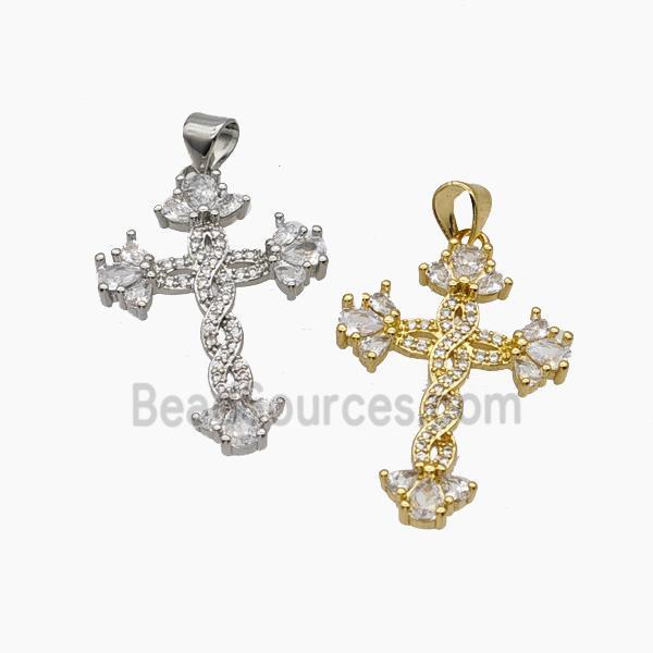 Copper Cross Pendant Pave Zirconia Mixed