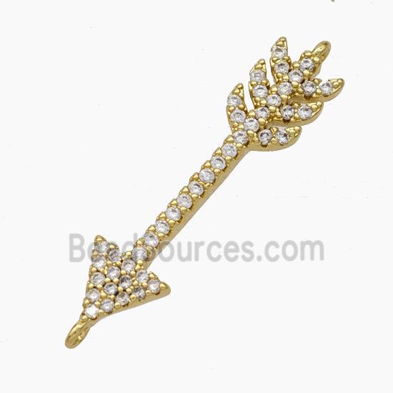 Copper Arrow Connector Pave Zirconia Gold Plated