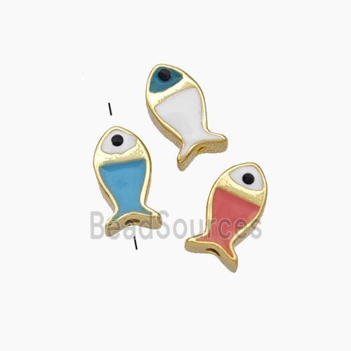 Copper Fish Beads Enamel Gold Plated Mixed