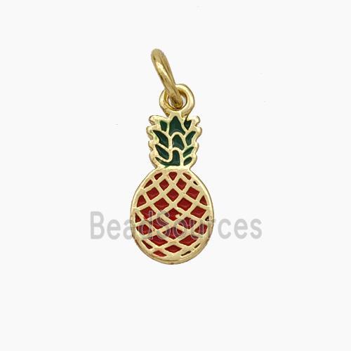 Pineapple Charms Copper Pendant Enamel Gold Plated