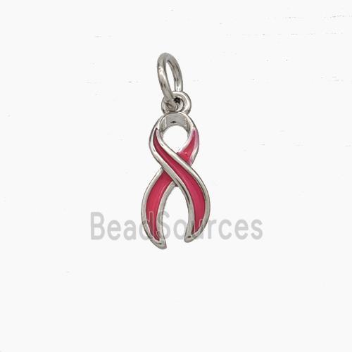 Awareness Ribbons Charms Copper Pendant Red Enamel Platinum Plated