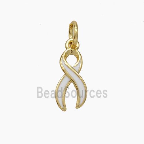 Awareness Ribbons Charms Copper Pendant White Enamel Gold Plated