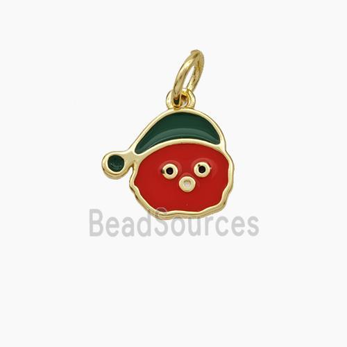 Christmas Gingerbread Man Charms Copper Pendant Red Enamel Gold Plated
