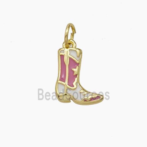 Boot Charms Copper Shoe Pendant Enamel Gold Plated