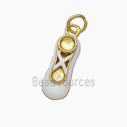 Copper Shoes Charms White Enamel Gold Plated