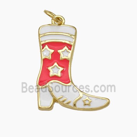 Cowboy Boots Charms Copper Shoes Pendant Enamel Gold Plated