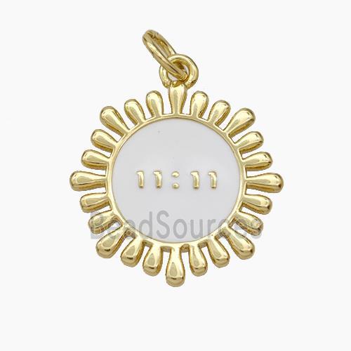 Copper Sunflower Pendant White Enamel Double 11 Gold Plated