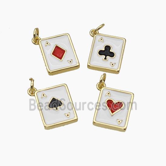 Playing Card Charms Copper Poker Card Pendant Enamel Mixed