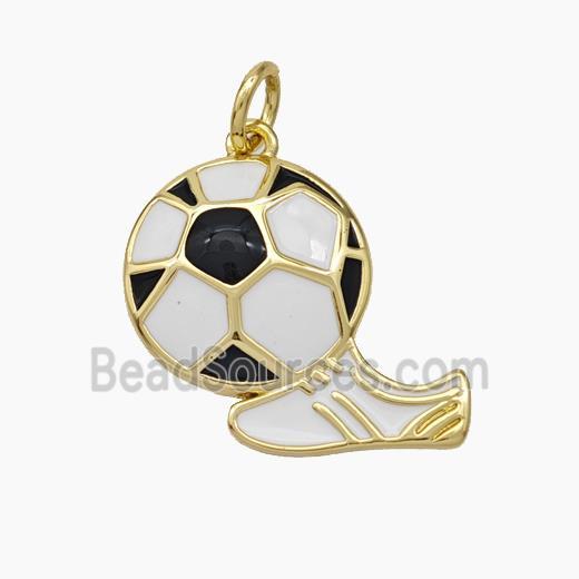 Football And Boots Charms Copper Pendant Enamel Shoe Gold Plated