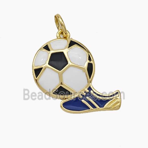 Football And Boots Charms Copper Pendant Enamel Shoe Gold Plated