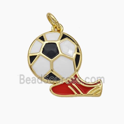 Football And Boots Charms Copper Pendant Enamel Shoe Gold Plated