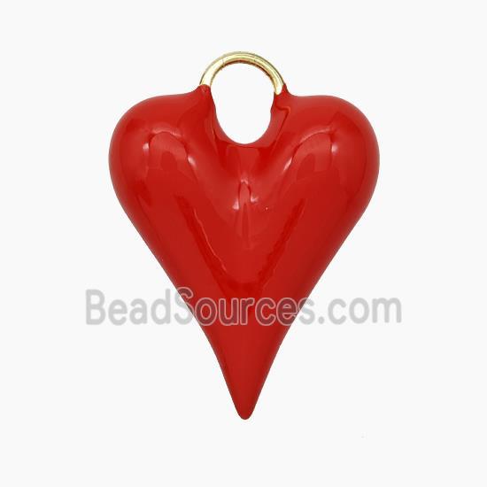 Copper Heart Pendant Red Enamel Gold Plated