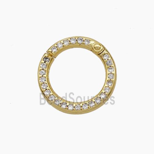 Copper Carabiner Clasp Micropave Zirconia Circle Gold Plated