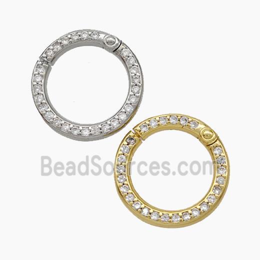 Copper Carabiner Clasp Micropave Zirconia Circle Mixed