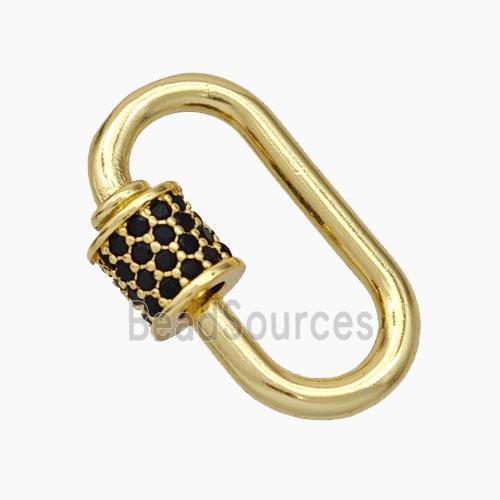 Copper Carabiner Clasp Micropave Zirconia Gold Plated