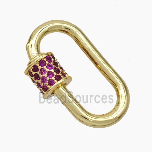 Copper Carabiner Clasp Micropave Zirconia Gold Plated