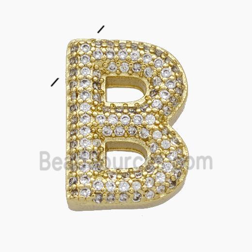 Copper Letter-B Pendant Pave Zirconia Gold Plated