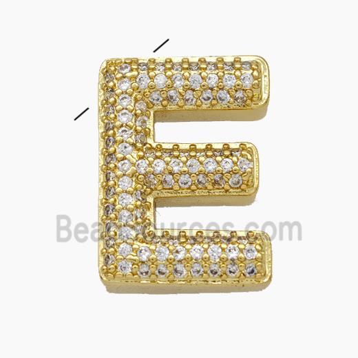 Copper Letter-E Pendant Pave Zirconia Gold Plated