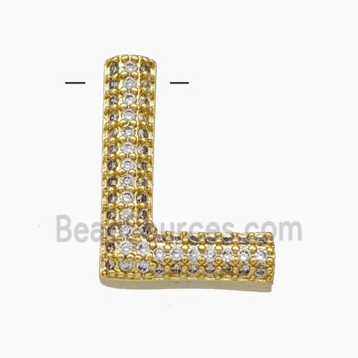 Copper Letter-L Pendant Pave Zirconia Gold Plated
