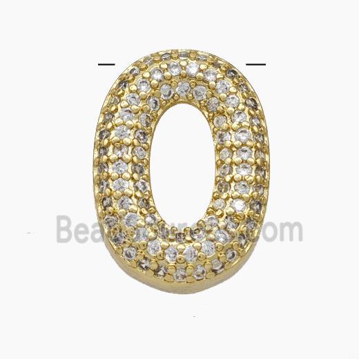 Copper Letter-O Pendant Pave Zirconia Gold Plated