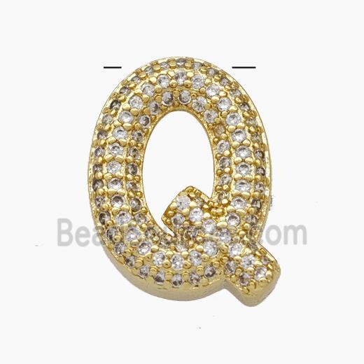 Copper Letter-Q Pendant Pave Zirconia Gold Plated