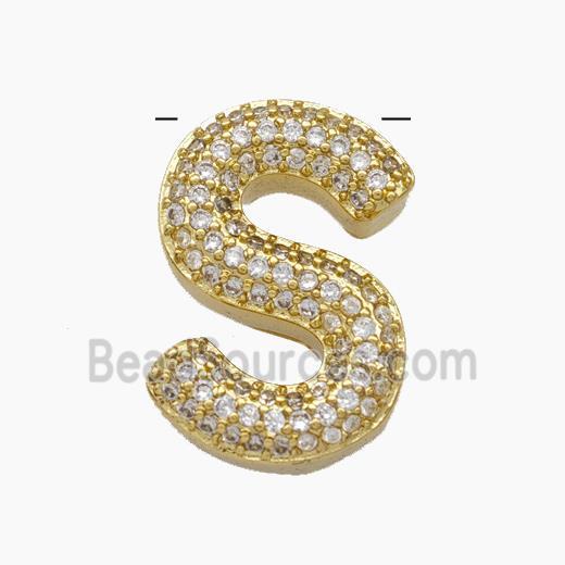 Copper Letter-S Pendant Pave Zirconia Gold Plated