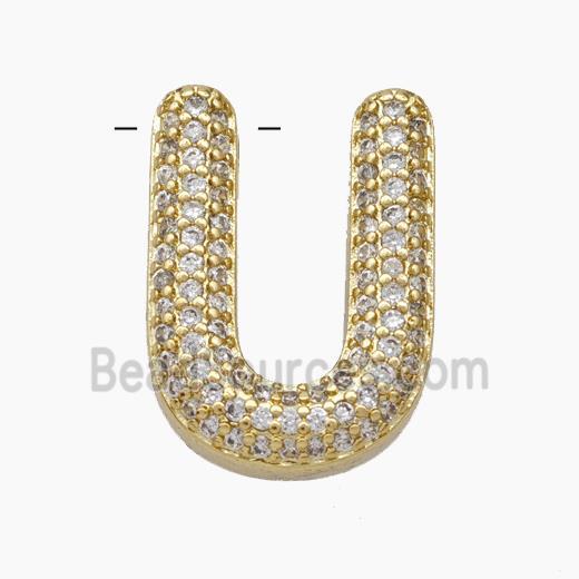 Copper Letter-U Pendant Pave Zirconia Gold Plated