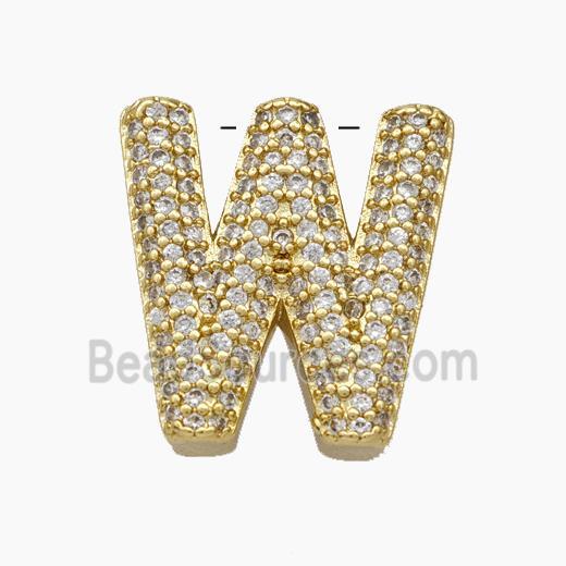 Copper Letter-W Pendant Pave Zirconia Gold Plated