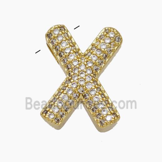 Copper Letter-X Pendant Pave Zirconia Gold Plated
