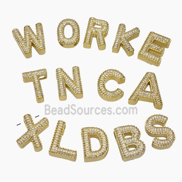 Copper Letter Pendant Pave Zirconia Gold Plated Mix Alphabet