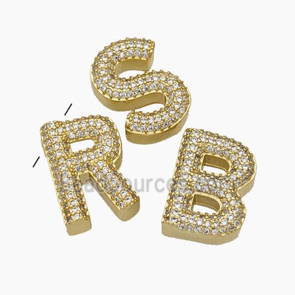 Copper Letter Pendant Pave Zirconia Gold Plated Mix Alphabet